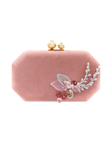 HERTROVEPink Embellished Mini Bag in Velvet