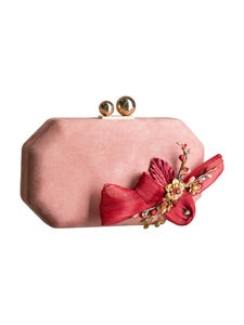 HERTROVEVelvet Embellished Mini Bag in Pink with <Choose> Handles