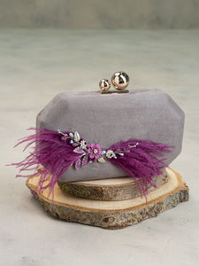 HERTROVEClassic Velvet Embellished Mini Bag – Gray