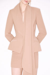 HerTrove-Crepe Blazer With Skirt
