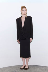 HerTrove-Blazer And Midi Skirt