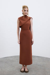HerTrove-Sleeveless Crepe Marocain Dress