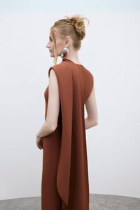 HerTrove-Sleeveless Crepe Marocain Dress