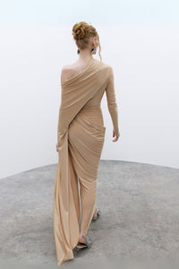 HerTrove-Cape Sleeve Jersey Dress