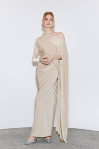 HerTrove-Cape Sleeve Jersey Dress