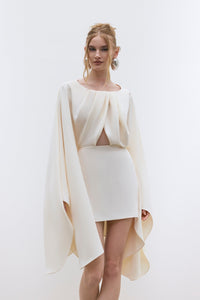 HerTrove-Silk Marocain Short Crepe Dress