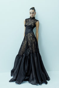 HerTrove-Silk Organza And Lace Dress