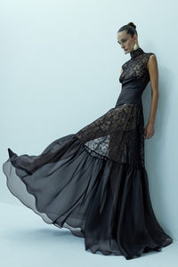 HerTrove-Silk Organza And Lace Dress