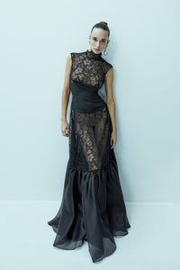 HerTrove-Silk Organza And Lace Dress