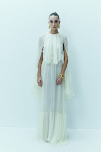HerTrove-Cape Sleeves Silk Dress