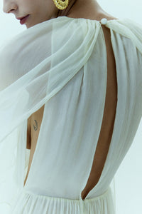 HerTrove-Cape Sleeves Silk Dress