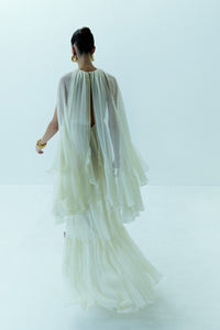 HerTrove-Cape Sleeves Silk Dress