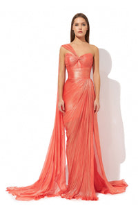 iris serban red dress Iris Serban Petal Draped Gown Maxi Dress