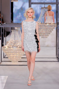 HerTrove-Beaded Mini Dress with ties