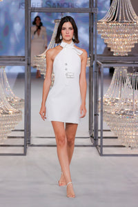 HerTrove-Mini Dress with Silver Button Detailing