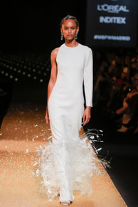 Her Trove-One Sleeve Feathered Dress
