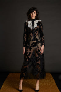 semi sheer lace dress Olesya Black Semi Sheer Lace Maxi Dress (Final Sale), XS / Black