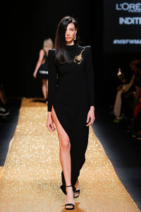 Her Trove-Satin Asymmetrical Dress