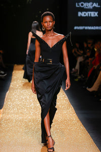 Her Trove-Open Neckline Asymmetrical Dress
