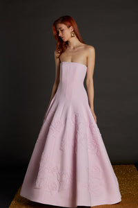 Her Trove-Floral Strapless Gown
