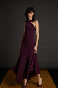 Her Trove-Halter Neck High Low Dress