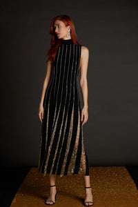 Her Trove-High Neck Midi Beaded Dress