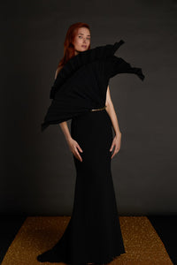 Her Trove-Sleeveless Belted Crepe Dress