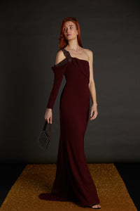Her Trove-One Sleeve Crepe Dress