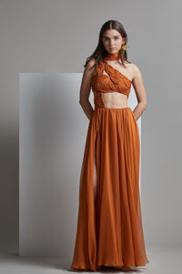 Her Trove-High slit dress with cut-outs