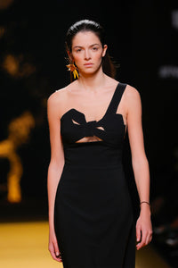 Bow bodice one strap gown - HerTrove