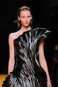 Fully pleated strapless gown - HerTrove