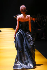 Fully pleated strapless gown - HerTrove