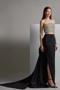 Her Trove-Beaded crop top with pants