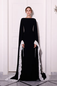 black maxi dress with sleeves formal Rhinestone Lace – self-portrait-US ff:bts_03042023 Luxury Satin Colors:Pink Long Sleeve Black Satin Balance comes through structural