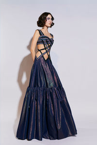 HerTrove-Sleeveless pleated gown with cut-outs