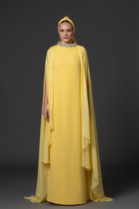 HerTrove-Jean Louis Sabaji--Embroidered neckline cape sleeves kaftan