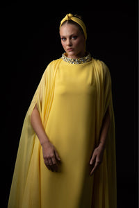 HerTrove-Jean Louis Sabaji--Embroidered neckline cape sleeves kaftan