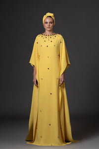 HerTrove-Jean Louis Sabaji--Crepe Kaftan with crystal drop embroidery