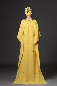 HerTrove-Jean Louis Sabaji--Crepe Kaftan with crystal drop embroidery