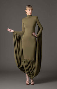 Olive green jersey dress – HERTROVE