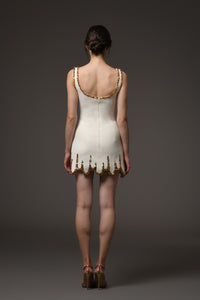 Her Trove-Short Embroidered Crepe Dress