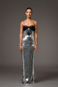 Her Trove-Sequined Dress With Bow Detailing