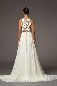 Her Trove-Short Embroidered Dress With Overskirt
