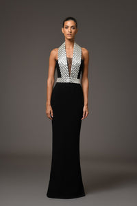 Her Trove-Crepe Dress With Baguette Embroidery