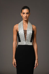 Her Trove-Crepe Dress With Baguette Embroidery