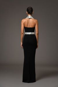 Her Trove-Crepe Dress With Baguette Embroidery