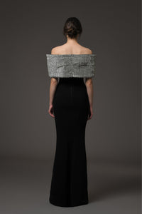 Her Trove-Crepe Dress Featuring Crystal Bow