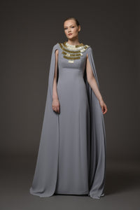 Her Trove-Crepe Dress With Embroidered Neckline