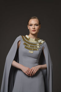 Her Trove-Crepe Dress With Embroidered Neckline