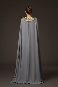 Her Trove-Crepe Dress With Embroidered Neckline